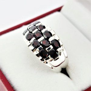 Sterling Silver Garnet Ring 2.34 tcw
